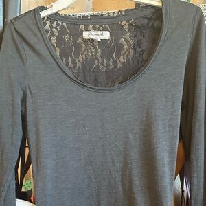 Aeropostale Long Sleeve Top featuring lace backing and sleeves